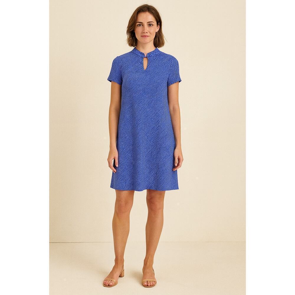 J. McLaughlin Blue White Catalina Cloth Keyhole Mini Dress Size Medium